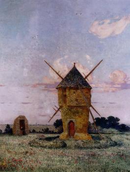 Ferdinand Loyen Du Puigaudeau : Brittany near Pulis aka Windmill near Guerande
